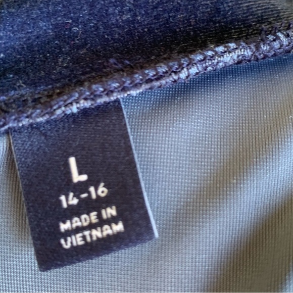 Lands End Velvet Turtleneck Dress Women’s L 14-16 Blue Pockets Long Sleeve - Picture 7 of 10